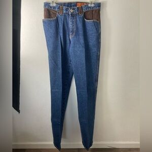 Blue and Brown Women's Jeans